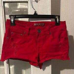 Red Rivet Women's Red Denim Shorts